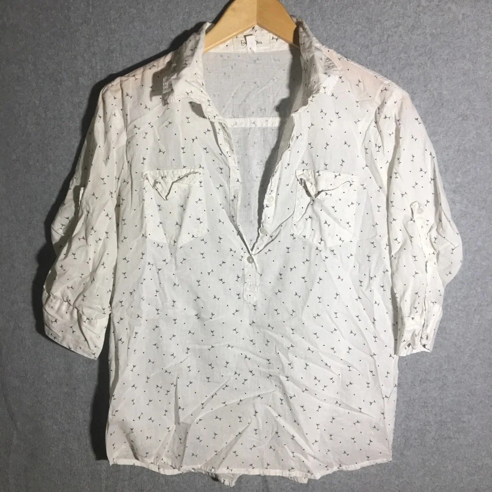 Womens Eden and Olivia Blouse Novelty Print Martini Glasses Girls Brunch Cute